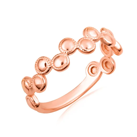 14k Rose Gold Beaded Circle Bubble Band Ring (Size 7.75)