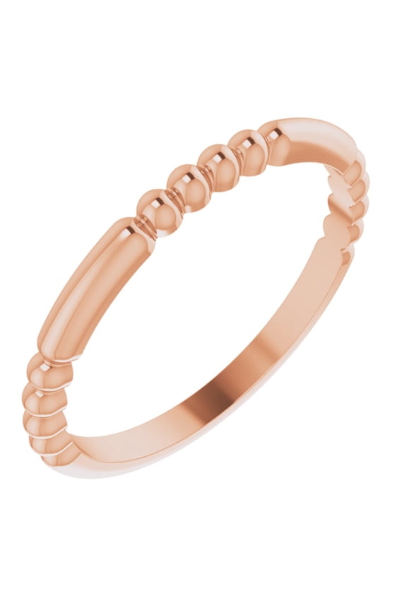 14k Rose Gold Beaded Stackable Metal Fashion Ring Fine Jewelry For Women Gifts For Her, Size 7