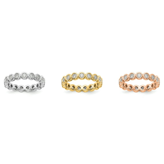 14k Rose Gold Bezel Set Diamond Eternity Wedding Band Circle Anniversary Ring Size 7 - 1/3 Ct.