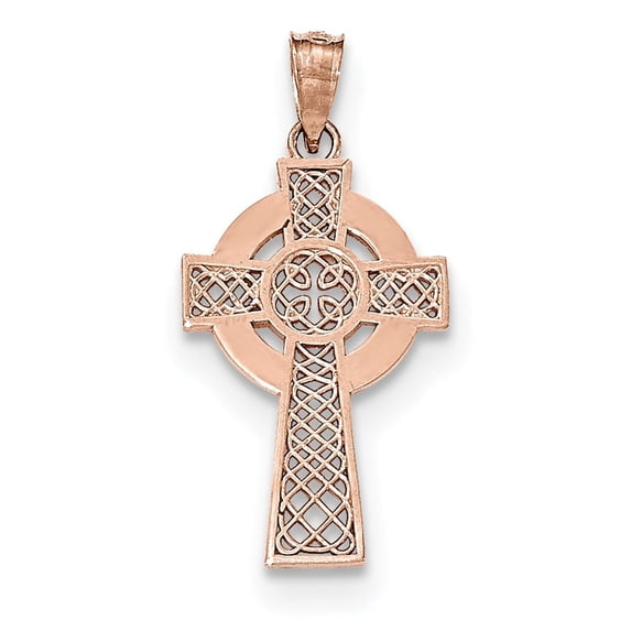 14k Rose Gold Celtic Cross Pendant Charm