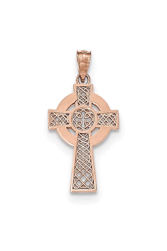 14k Rose Gold Celtic Cross Pendant Charm