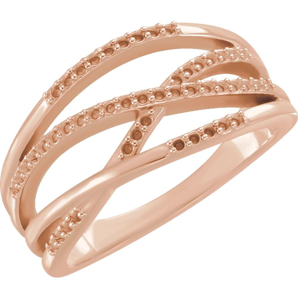 14k Rose Gold Criss-Cross Right Hand Fashion Ring Fine Jewelry For ...
