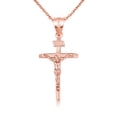 thumbnail image 1 of 14k Rose Gold Cross Necklace - Catholic Crucifix Pendant SMALL (20 Inches), 1 of 3
