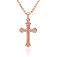 thumbnail image 1 of 14K Solid Rose Pink Gold Holy Cross Necklace Religious Chain Pendant Jesus Christ Charm, 1 of 8