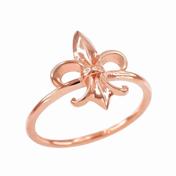 14k Rose Gold Dainty Fleur-de-Lis Ring (Size 10.75)