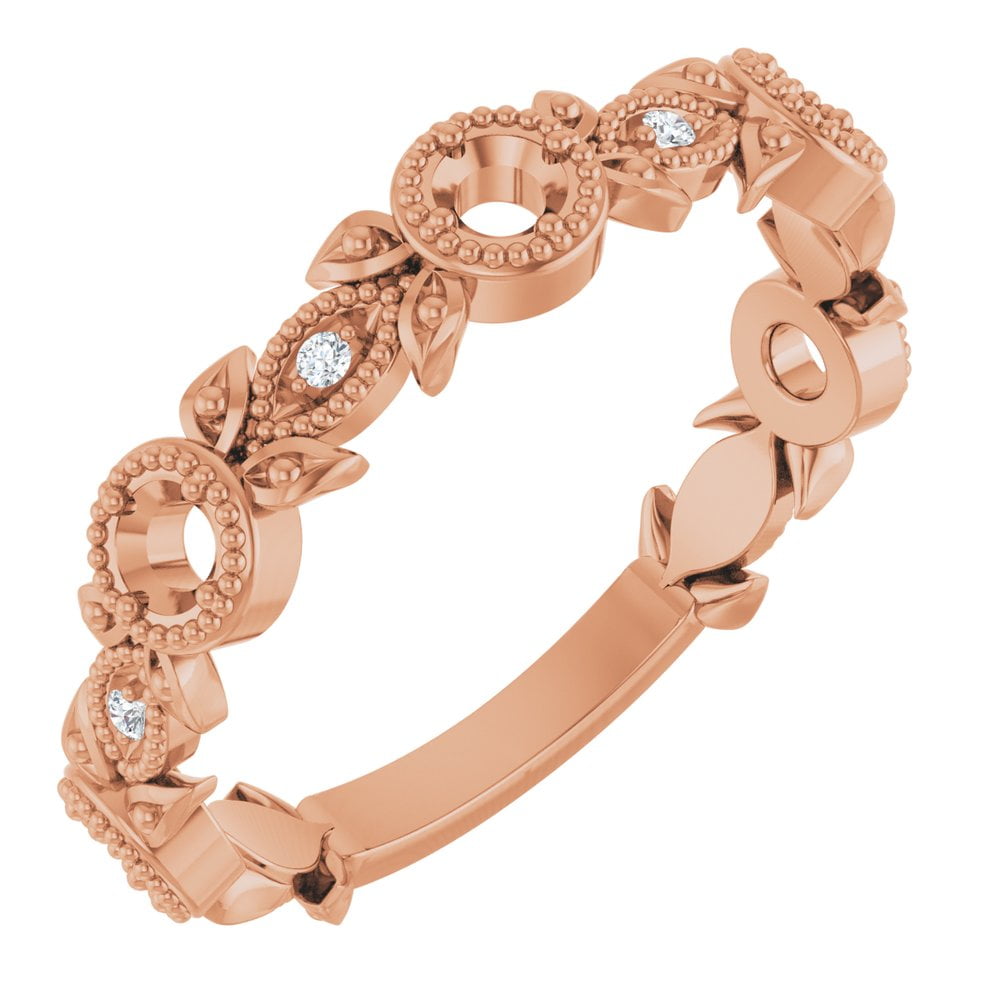 14k Rose Gold Diamond Accented Semi-Mount Leaf Fashion Ring Fine