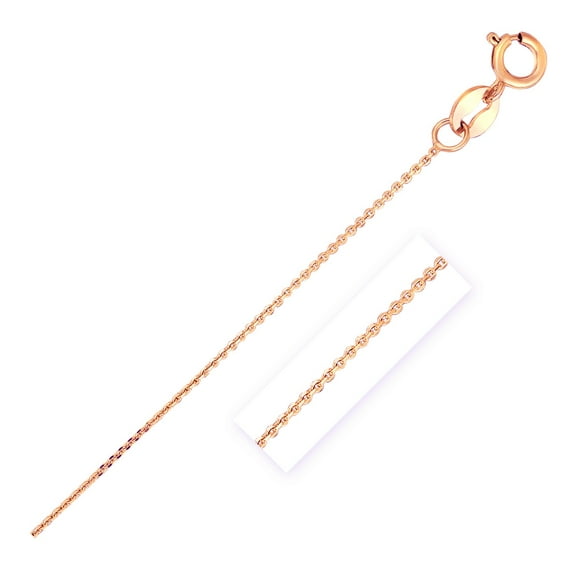14k Rose Gold Diamond Cut Cable Link Chain 0.7mm Size 20 inches