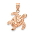 thumbnail image 1 of 14k Rose Gold Diamond Cut Turtle Pendant Charm, 1 of 3