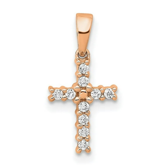 14k Rose Gold Diamond Latin Religious Faith Cross Pendant Necklace Measures 16x7mm Wide Jewelry for Women