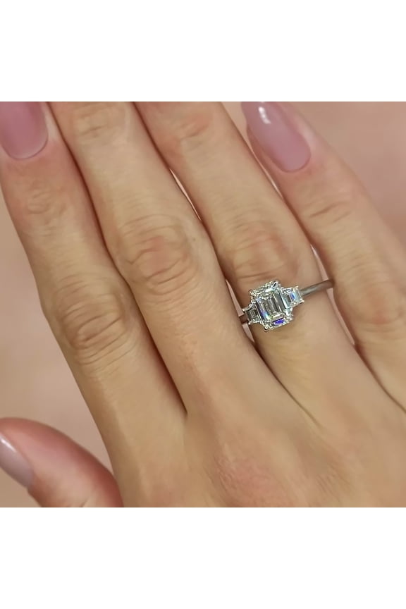 14k Rose Gold Diamond Ring IGI Certified Lab Grown Emerald Cut 2.15 Ct E F VVS2
