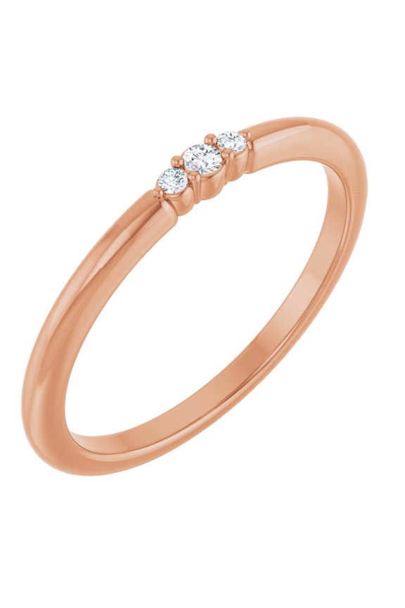 14k Rose Gold Diamond Stackable Fashion Ring Fine Jewelry For Women Gifts For Her (.03 cttw), Size 7