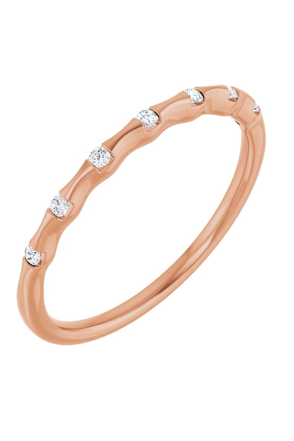 14k Rose Gold Diamond Stackable Fashion Ring Fine Jewelry For Women Gifts For Her (.06 cttw), Size 7