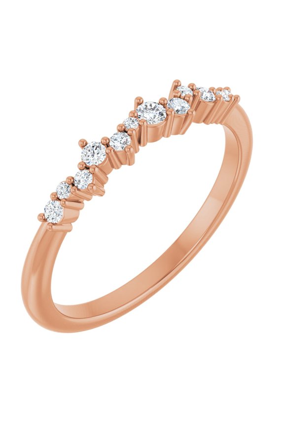 14k Rose Gold Diamond Stackable Fashion Ring Fine Jewelry For Women Gifts For Her (1/6 cttw), Size 7