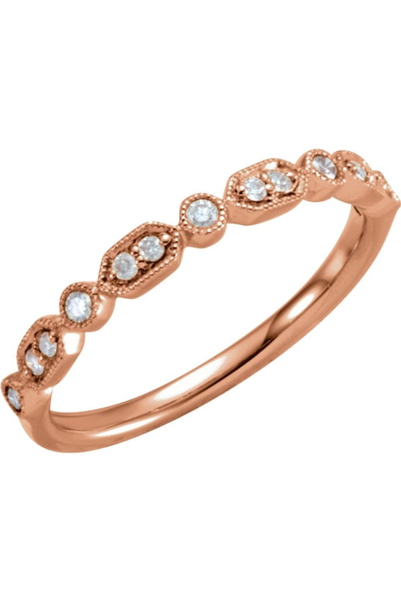 14k Rose Gold Diamond Stackable Fashion Ring Fine Jewelry For Women Gifts For Her (1/8 cttw), Size 7
