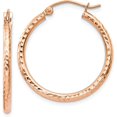 thumbnail image 1 of 14k Rose Gold Diamond-cut Polished Hoop Earrings - 25mm, 1 of 6