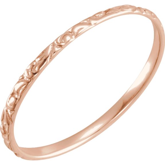 14k Rose Gold Etched Metal Fashion Ring Fine Jewelry For Women Gifts For Her, Size 3