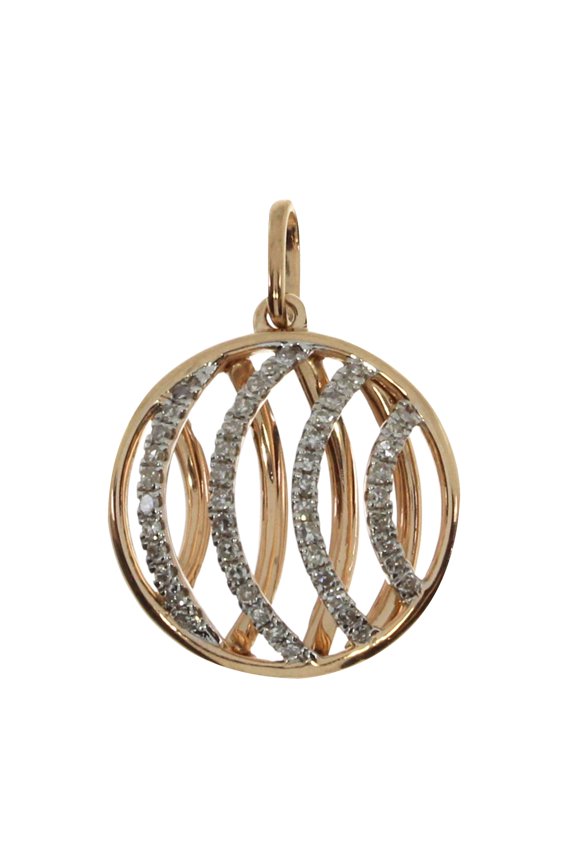 14k Rose Gold Fashion Diamond Disc Pendant with 18" Chain