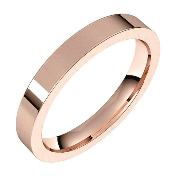 14k Rose Gold Flat 3mm Comfort-fit Flat Comfort-Fit Band Size 5 Ring for Women and Men - 3.7 Grams