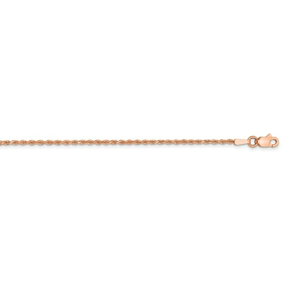 14k Rose Gold Hand Made 1.5mm Diamond Cut Solid Rope Chain w/ Lobster Clasp 16"