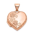 thumbnail image 1 of 14k Rose Gold Heart Locket Pendant Necklace for Women with Floral Engraving, Holds Photos, Romantic Keepsake Jewelry Symbolizing Love, Memory, and Affection, 1 of 7