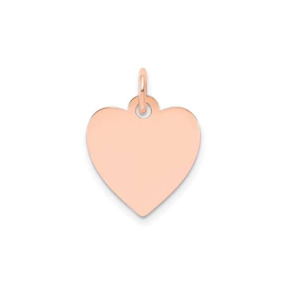 14k Rose Gold Heart Pendant Charm, Engravable Polished Jewelry for Women
