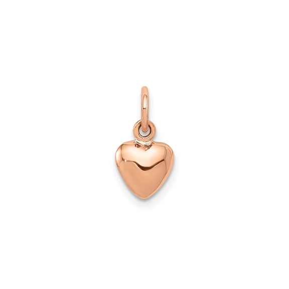 14k Rose Gold Heart Pendant for Women, Polished Symbolic Charm for Necklace or Bracelet, Romantic Jewelry Accessory for Everyday Elegance