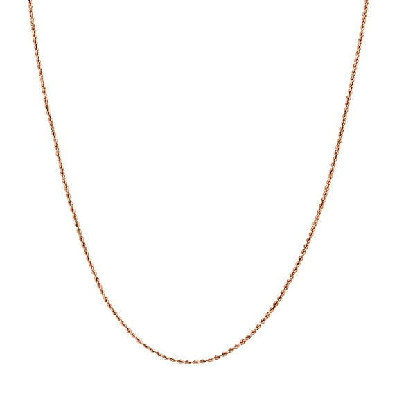 14k Rose Gold Hollow Rope Chain Necklace 1.8mm Lobster Claw Closure 18 Inch Chain Necklace for Women and Men