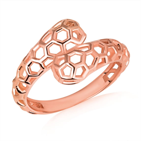 14k Rose Gold Honeycomb Beehive Wraparound Band Ring (Size 4.25)