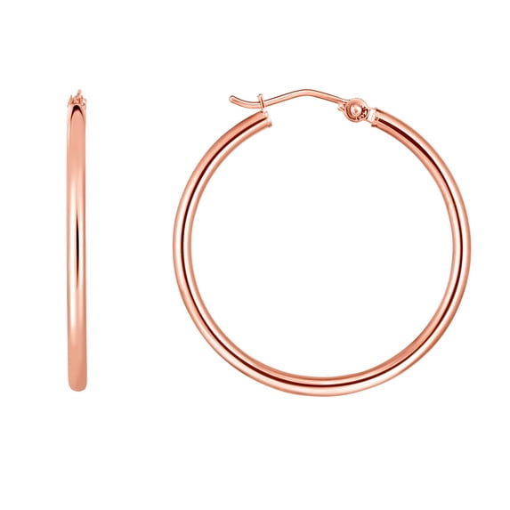 14k Rose Gold Hoop Earrings With Hinged Clasp Hoop Earring for Women - 1.5 Grams