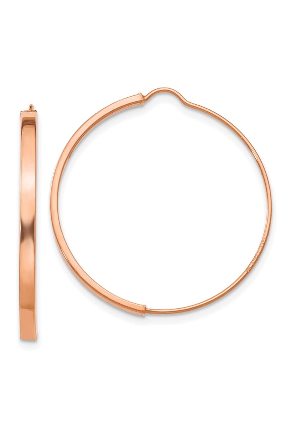14k Rose Gold Hoop Earrings for Women, Lightweight Medium Size with High Polish Finish, Minimalist Round Design, Classic Modern Everyday Fashion Jewelry for Elegant Style