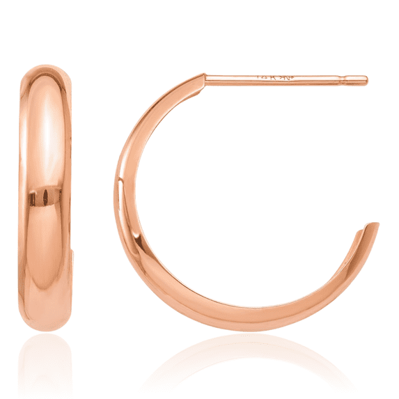 14K Solid Rose Pink Gold Small Hoop Earrings