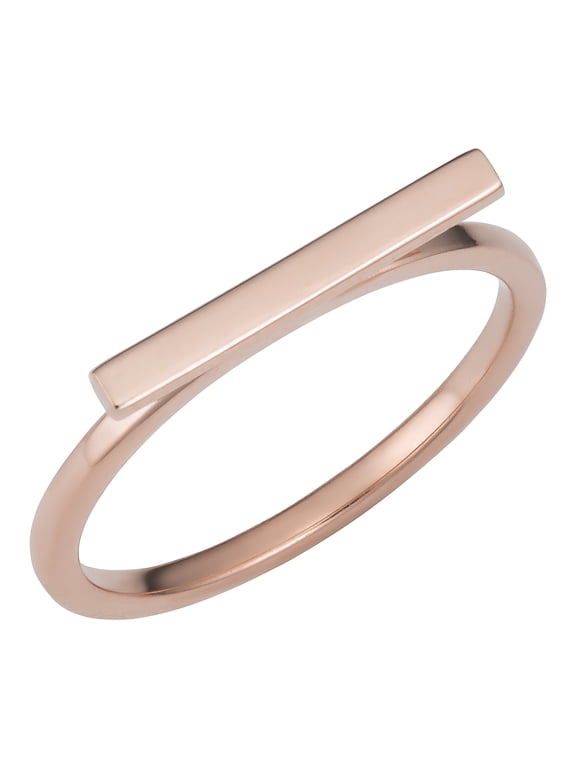 KoolJewelry 14k Rose Gold Horizontal Bar Ring (size 6)