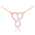 thumbnail image 1 of 14k Rose Gold Infinity Heart Necklace with Diamonds 14K ROSE GOLD INFINITY HEART NECKLACE WITH DIAMONDS :  20", 1 of 1