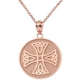 thumbnail image 1 of 14k Rose Gold Infinity Knot Celtic Cross Disc Pendant / Necklace (22 Inches), 1 of 2