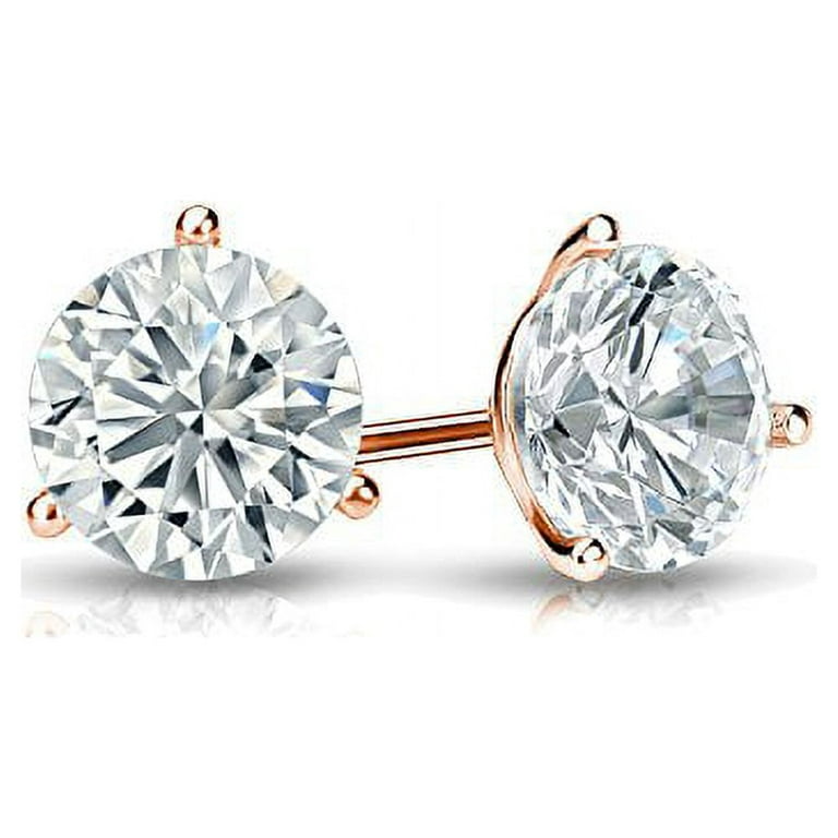 Diamond Screw Back Earrings 4 Carat / Rose Gold