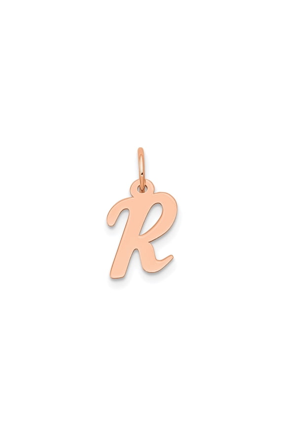 14k Rose Gold Letter R Pendant Charm for Women and Unisex, Script Initial Monogram Necklace, Modern Dainty Alphabet Jewelry for Identity and Self Expression