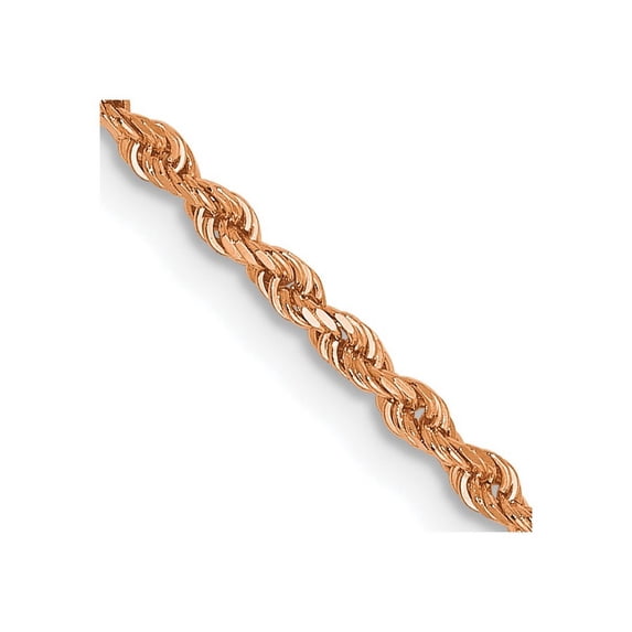 14k Rose Gold Lobster Claw Closure 1.5mm Sparkle Cut Rope Chain Necklace 24 Inch - Chain Necklace for Women and Men