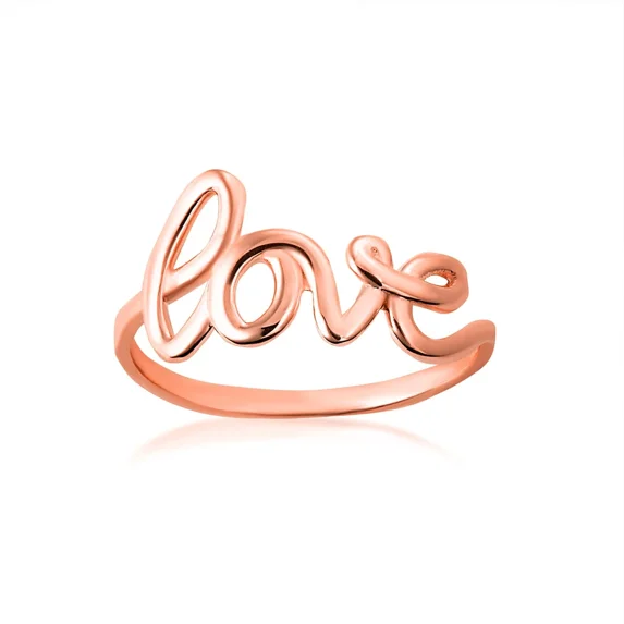 Goldeden Rose 14k Rose Gold Love Cursive Script Ring (Size 5.25) - Walmart.com