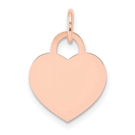 14k Rose Gold Plain .027 Gauge Medium Engraveable Heart 19x15mm Disc Charm XRM522/27