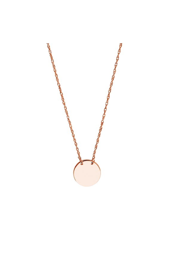 14k Rose Gold Mini Round Disk Adjustable Necklace Rope Chain Spring-Ring Closure 18 Inch Chain Necklace for Women and Me
