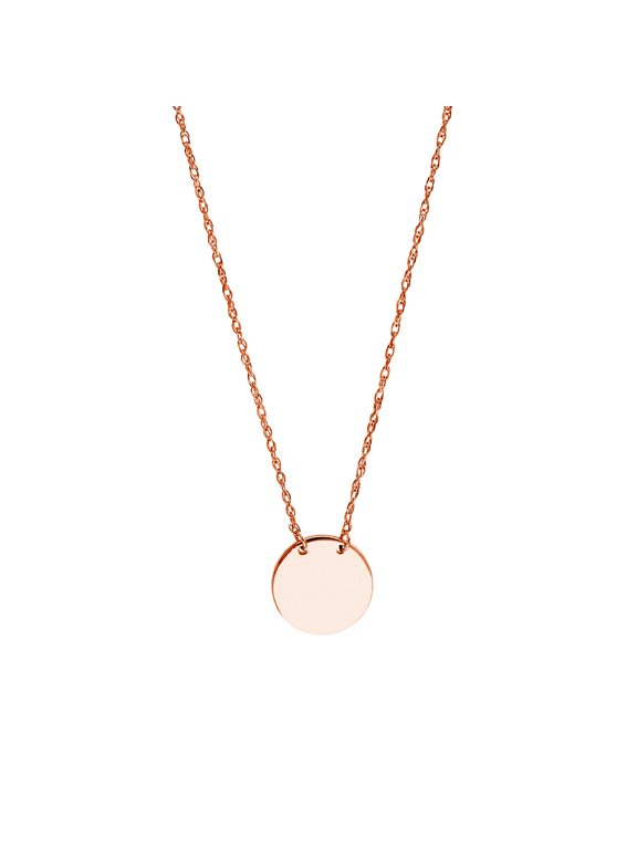 14k Rose Gold Mini Round Disk Adjustable Necklace Rope Chain Spring-Ring Closure 18 Inch Chain Necklace for Women and Me