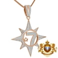 thumbnail image 1 of 14k Rose Gold On Silver Five Percenter Simulated Diamond Pendent Charm Chain Set, 1 of 6