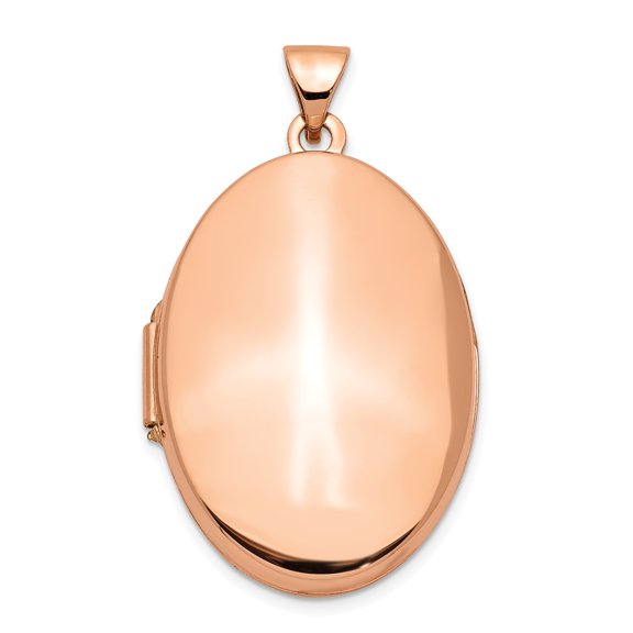 14k Rose Gold Oval Locket Pendant Charm, Polished Hinged Photo Keepsake for Women