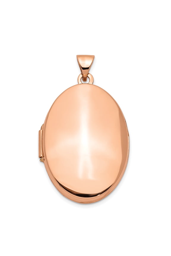 14k Rose Gold Oval Locket Pendant for Women with Hinged Design, Polished Finish, Minimalist Necklace for Photos, Elegant Memory Jewelry Keepsake, Symbol of Love and Connection