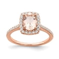 thumbnail image 1 of 14k Rose Gold Oval Morganite & Diamond Rectangle Halo Engagement Ring 1.56 TCW, 1 of 9