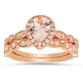 thumbnail image 1 of 14k Rose Gold Over Silver 2pc Morganite CZ Stackable Ring Set, 1 of 2