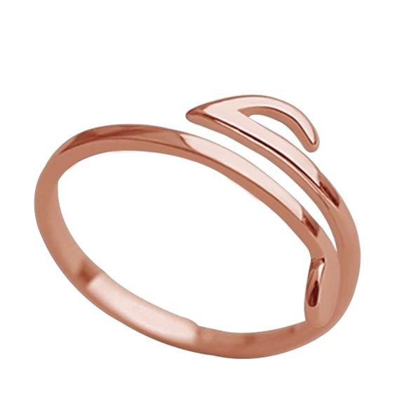 AFFY Bright Music Note Adjustable Anniversary Ring 14K Rose Gold over Silver