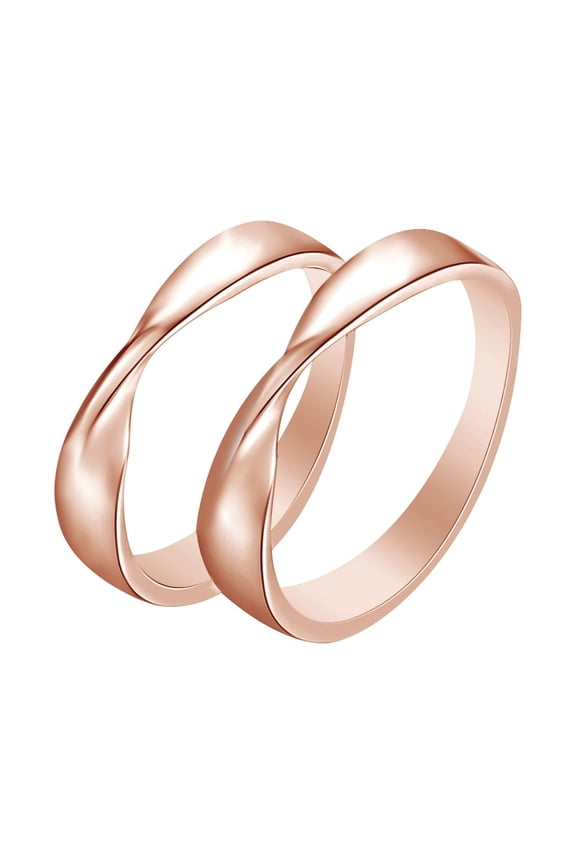 14k Rose Gold Over Sterling Silver Mobius Couple Engagement Ring