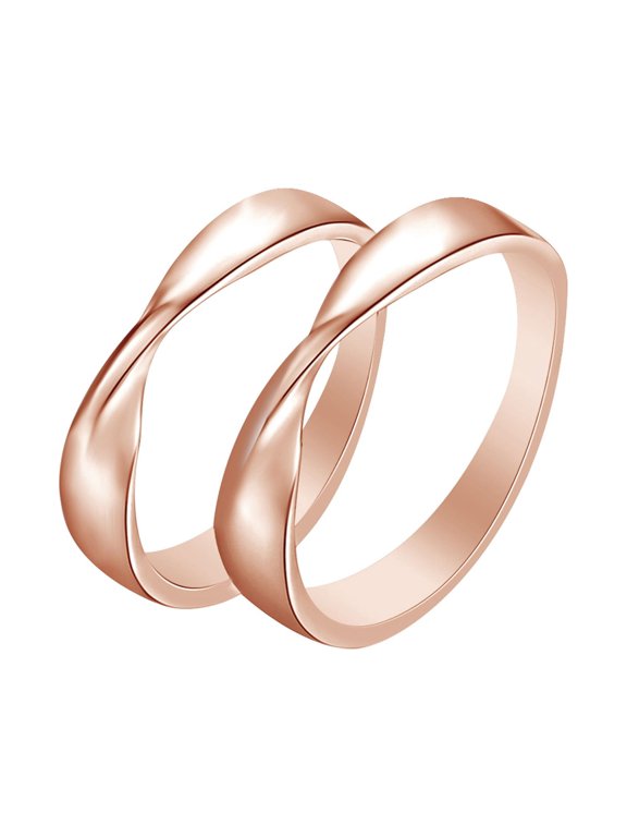14k Rose Gold Over Sterling Silver Mobius Couple Engagement Ring