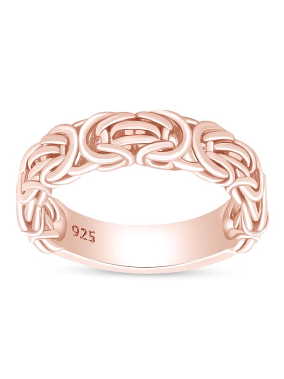 14k Rose Gold Over Sterling Silver in Byzantine Ring Jewelry For Womens Ring Size-6